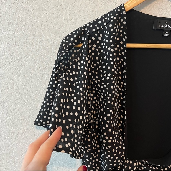 Lulus Black Polka Dot Two-Piece Maxi Dress M - Picture 6 of 11